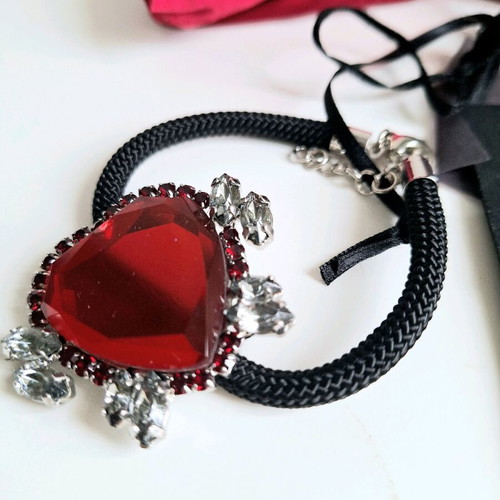 Pinko heart bracelet new with tag, black and red