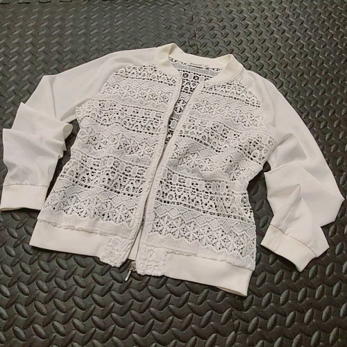 Stradivarius white spring bomber jacket like new for women