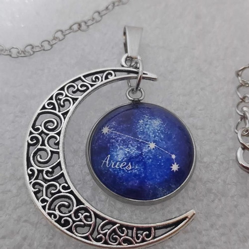 Pendant Aries Constellation with Crescent Moon like new