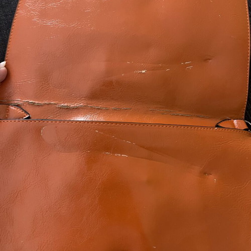 Axel women's clutch bag used, tan orange with croco detail