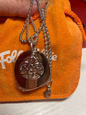 Folli Follie pendant with chain and pouch new, gold and silver