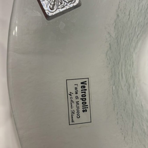 Vetropolis round deep serving platter like new with metal details