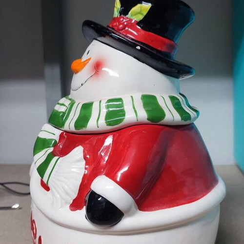 Christmas storage jar snowman design like new