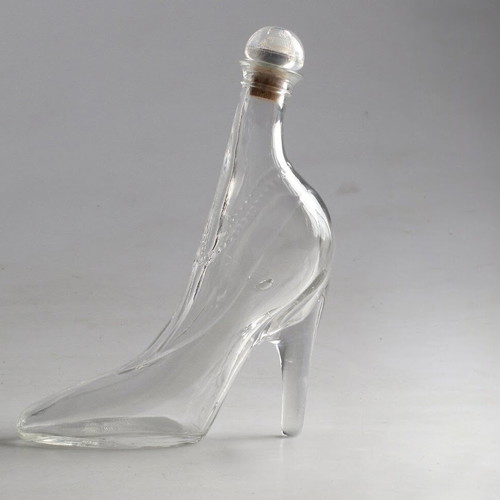 Glass small bottle shaped like stiletto shoe like new