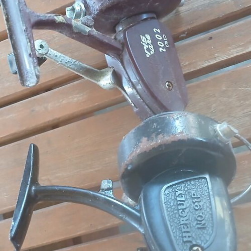 Fishing reel mechanisms vintage, used, set of 2