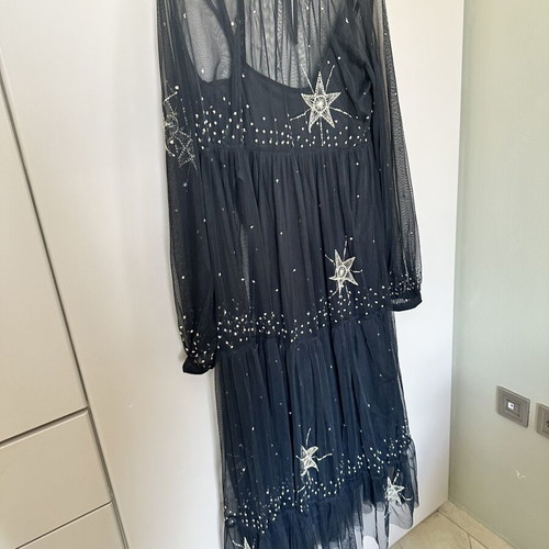 Zara black double tulle dress like new, size L