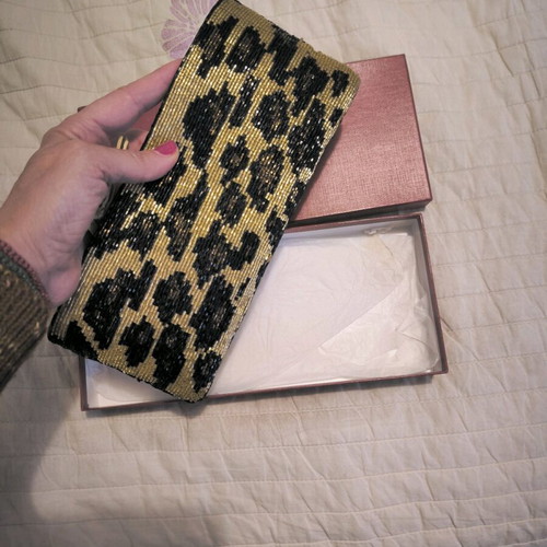 Neiman Marcus evening bag embroidered with beads and lined new