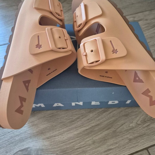 Manebi slide sandals new, orange, size 40