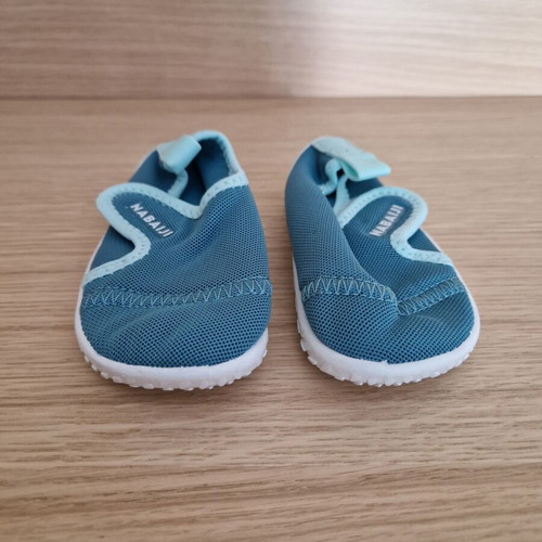 Baby beach shoes size 22-23 and waterproof silicone swimming cap with cat design