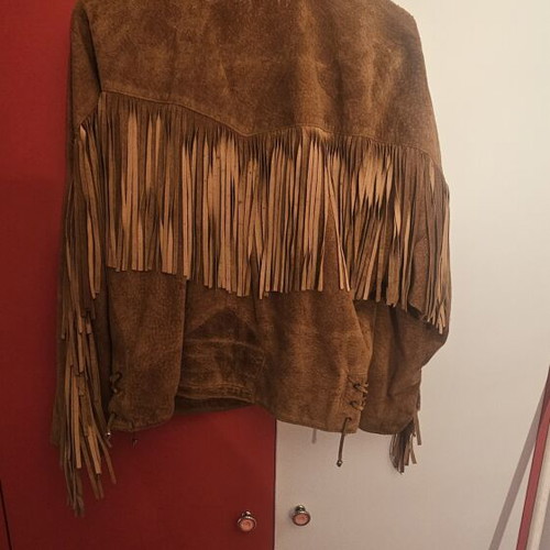 Suede jacket, size L, beige