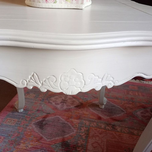 Wooden vintage coffee table new, Italian white side table