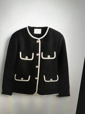 Bouclé jacket Large H&M new, black and white