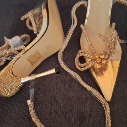 Slippers new with strap defect, size 41, gold
