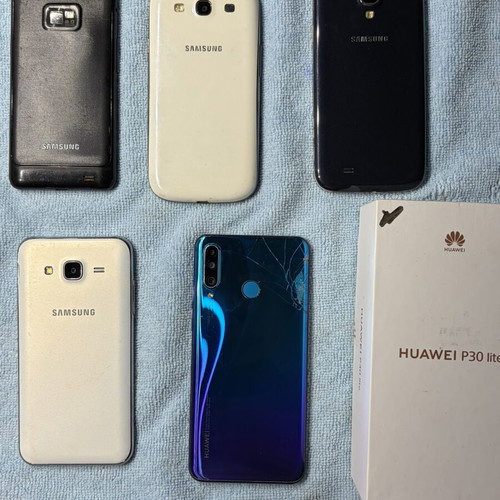 Mobile phones used, pack of 5, Samsung and Huawei models