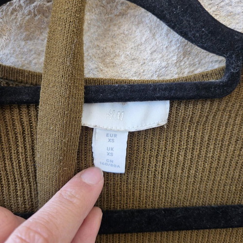 H&M Rib-Knit Wrap Cardigan in Olive Green like new