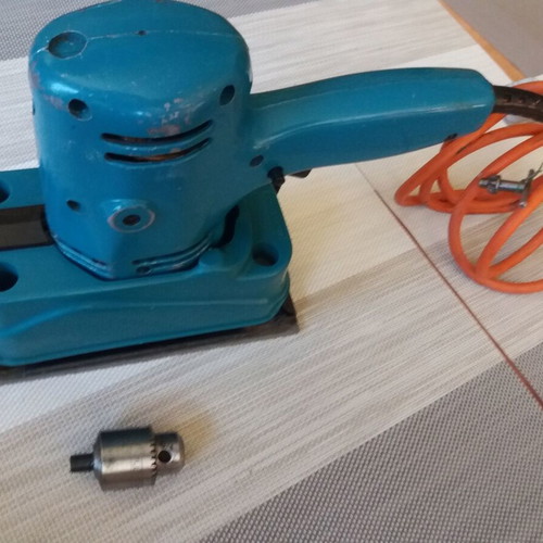 Black & Decker D400 vintage drill with orbital sander attachment, 1980s