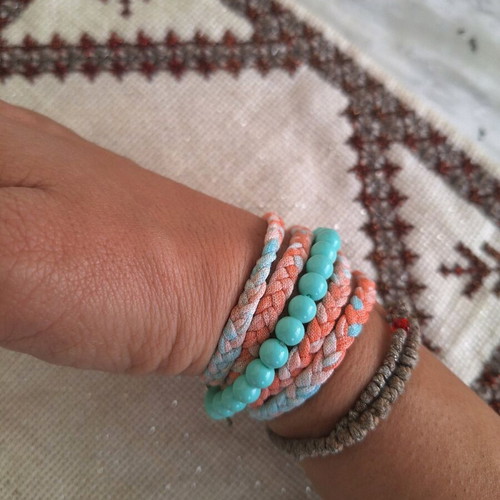five-row bracelet blue orange