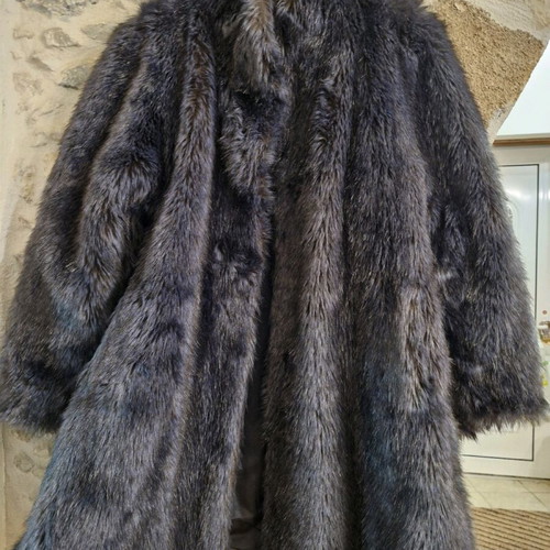 Οικολογική γούνα σαν καινούργια, blue-black, μέγεθος L