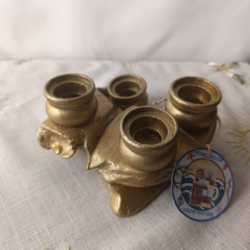 Handcrafted golden 4-candle holder Christmas decoration new