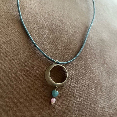 Silver 925 necklace with purple and blue beads new