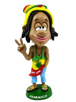Ceramic figure Jamaican funny rasta with moving head