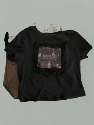 A-Style Reworked Top like new, handmade, black and pink, size M