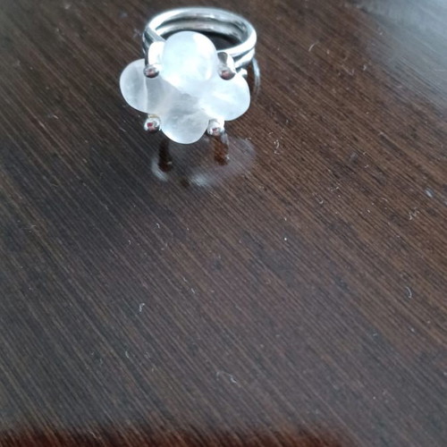 Loisir silver ring size 51 with transparent white stone
