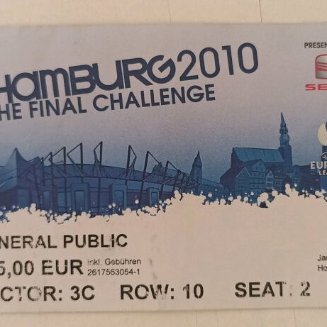 Atletico Madrid - Fulham F.C. 12/5/2010 Europa League Final ticket used