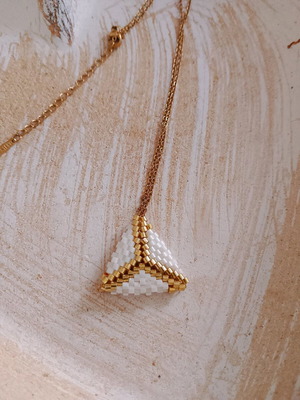 3D Miyuki necklace stainless steel, new, white
