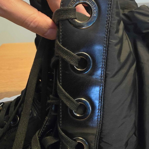 Emporio Armani Combat Boots like new, black leather, vintage style