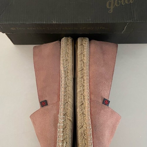 Doca espadrilles size 40 like new, real leather and suede, dusty pink with glitter