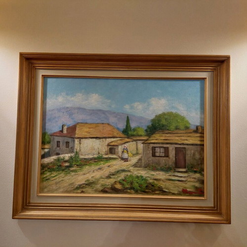 Oil painting by M. Romanidou like new with frame
