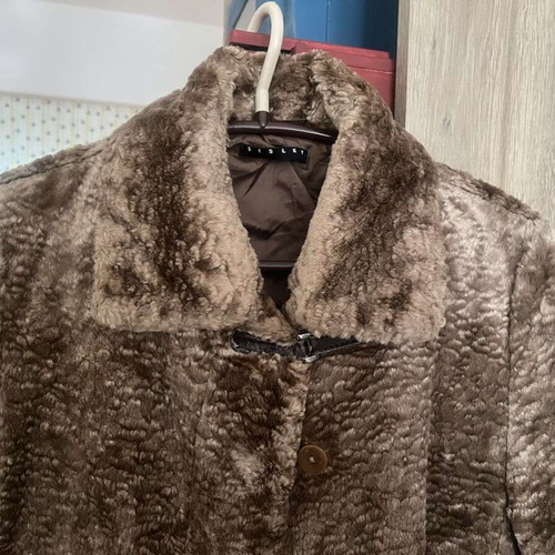Sisley ecological fur coat like new, brown