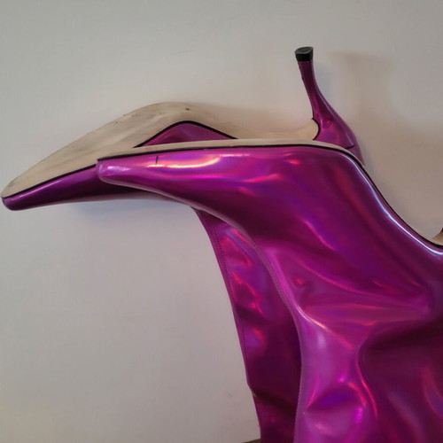 By Far Stevie 99 Knee High Boots New, Fuchsia Iridescent Size 41