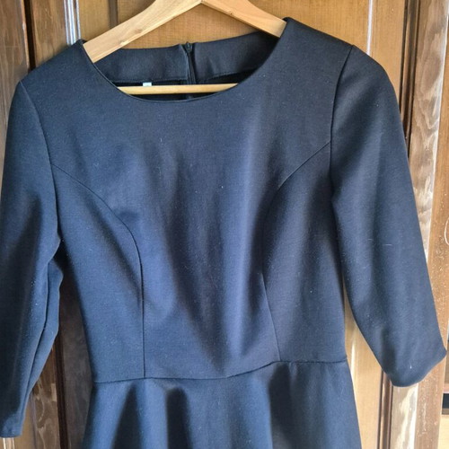 Blouse with ruffles used, black fitted, size S