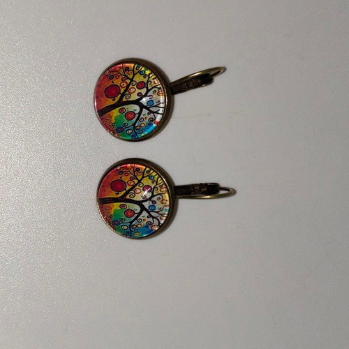 Vintage Boho Earrings bronze with Tree of Life like new