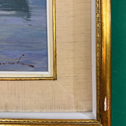 Έργο τέχνης Ν. Μανιάτης μεταχειρισμένο, θαλασσογραφία σε κορνίζα εποχής