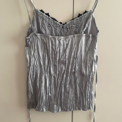 Satin lingerie top Medium with embroidered lace and stones
