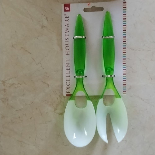 Salad spoon in green and white, 26 cm, new