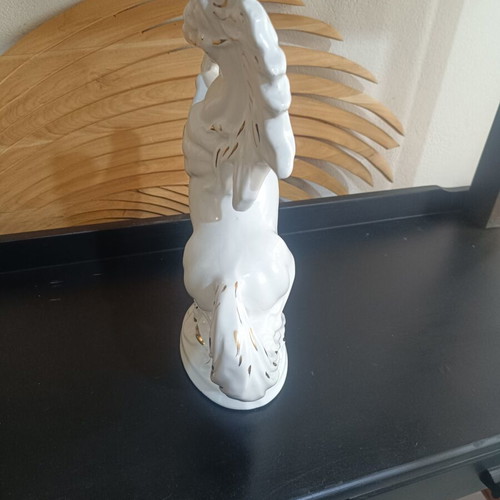 Vintage porcelain horse figurine used, decorative 37×25 cm