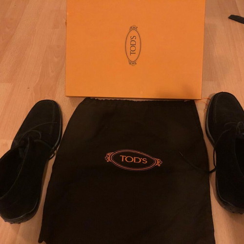 Tod's black suede shoes size 42 like new, men's