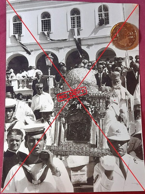Vintage φωτογραφία Τήνος 15 Αυγούστου 1960 λιτανεία, σαν καινούργιο