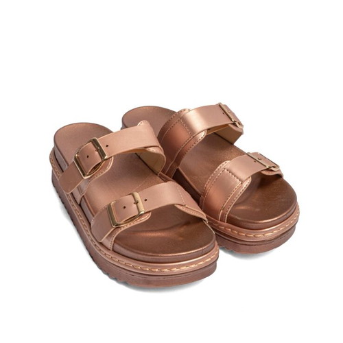 Flatform sandals with double buckles new