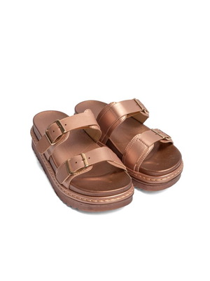Flatform sandals with double buckles new
