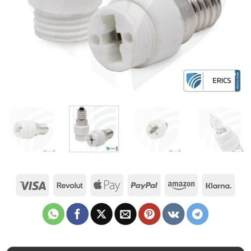 Adapter for G9 Lamp to E14 Socket New Ceramic Type