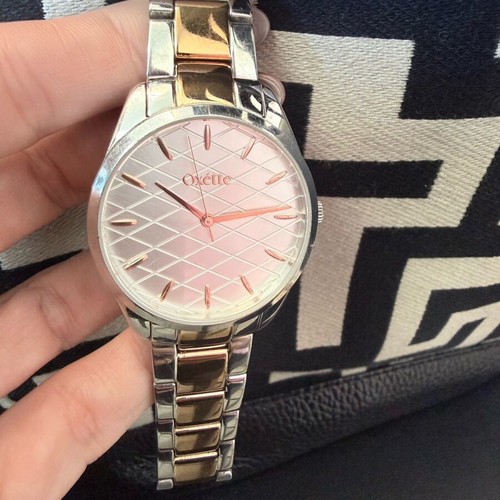 Oxette women's watch used, silver with rose gold details