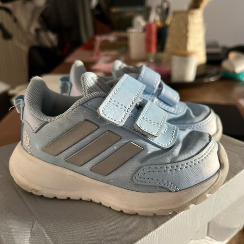 Adidas kids sports shoes size 21 used, light blue with mermaid effect