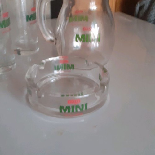 Mini Ouzo set new with 4 glasses, jug and ashtray