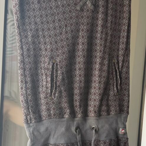 Helmi gray checkered dress used, size large with hood and pockets