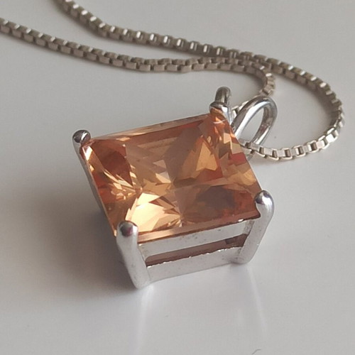 Silver 925 Necklace with Orange Citrine Pendant like new